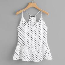 Polka Dot Ruffle Hem Cami Top | SHEIN