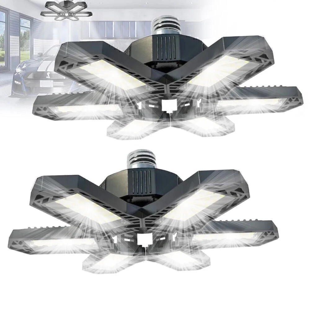 12000LM 6500K LED Garage Lights Ceiling Light with 6 Adjustable Panels Ultra Bright Deformable LE... | Walmart (US)