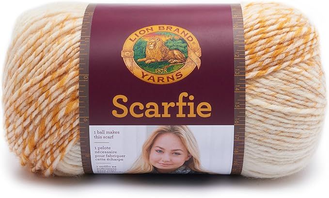 Lion Brand Yarn 826-214 Scarfie Yarn, One Size, Cream/Mustard | Amazon (US)