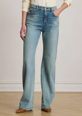 Lauren Ralph Lauren Women's Petite High-Rise Wide-Leg Jeans | Belk