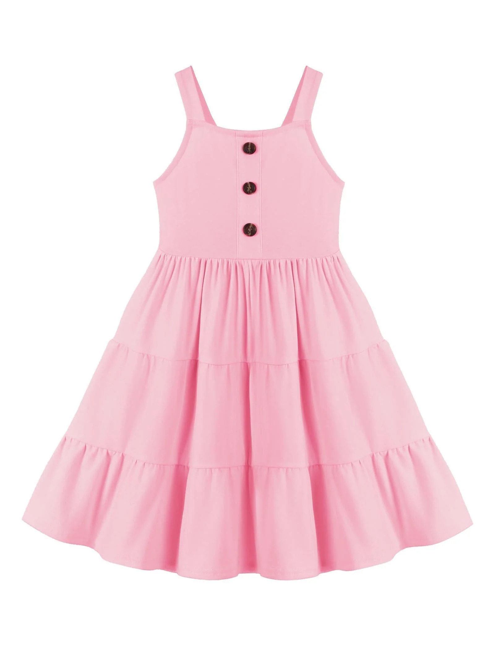 Arshiner Toddler Girl Summer Dresses Casual Sleeveless Button Down Swing Flowy Tiered Midi Sundre... | Walmart (US)
