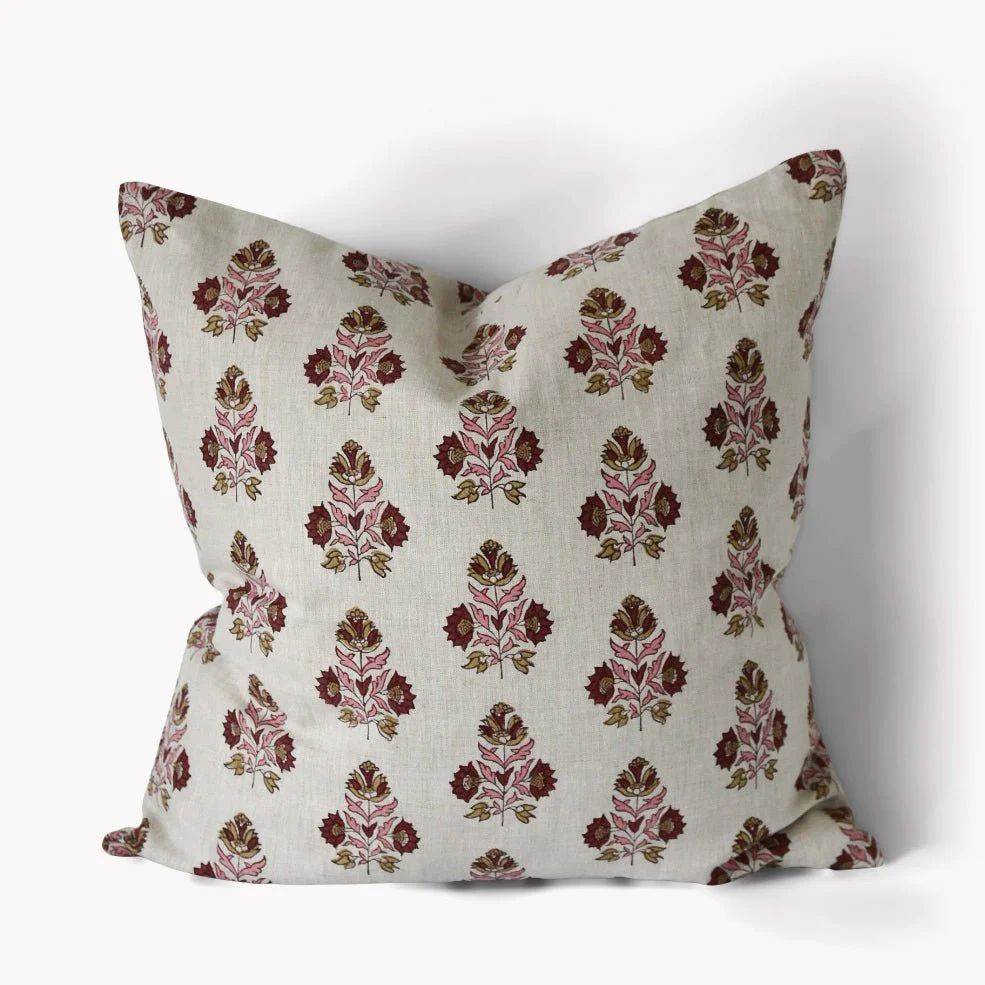 Ankara Rose Block Print Pillow | Katel Home