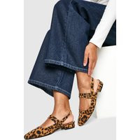 Womens Leopard Slingback Flats With Double Strap - Multi - 4, Multi | Boohoo.com (UK & IE)