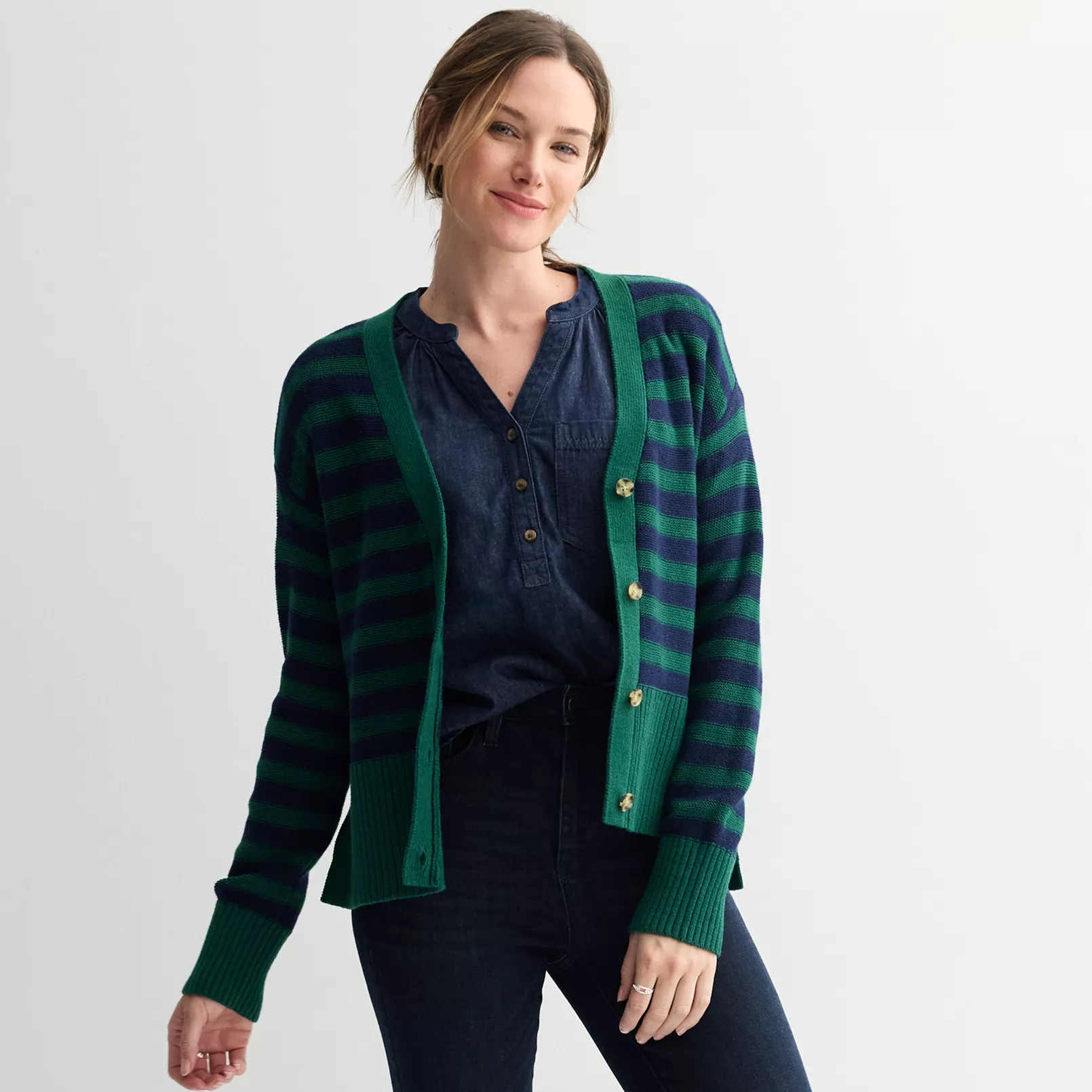 Women's Sonoma Goods For Life® Side Slit Button Front Cardigan | Kohl's