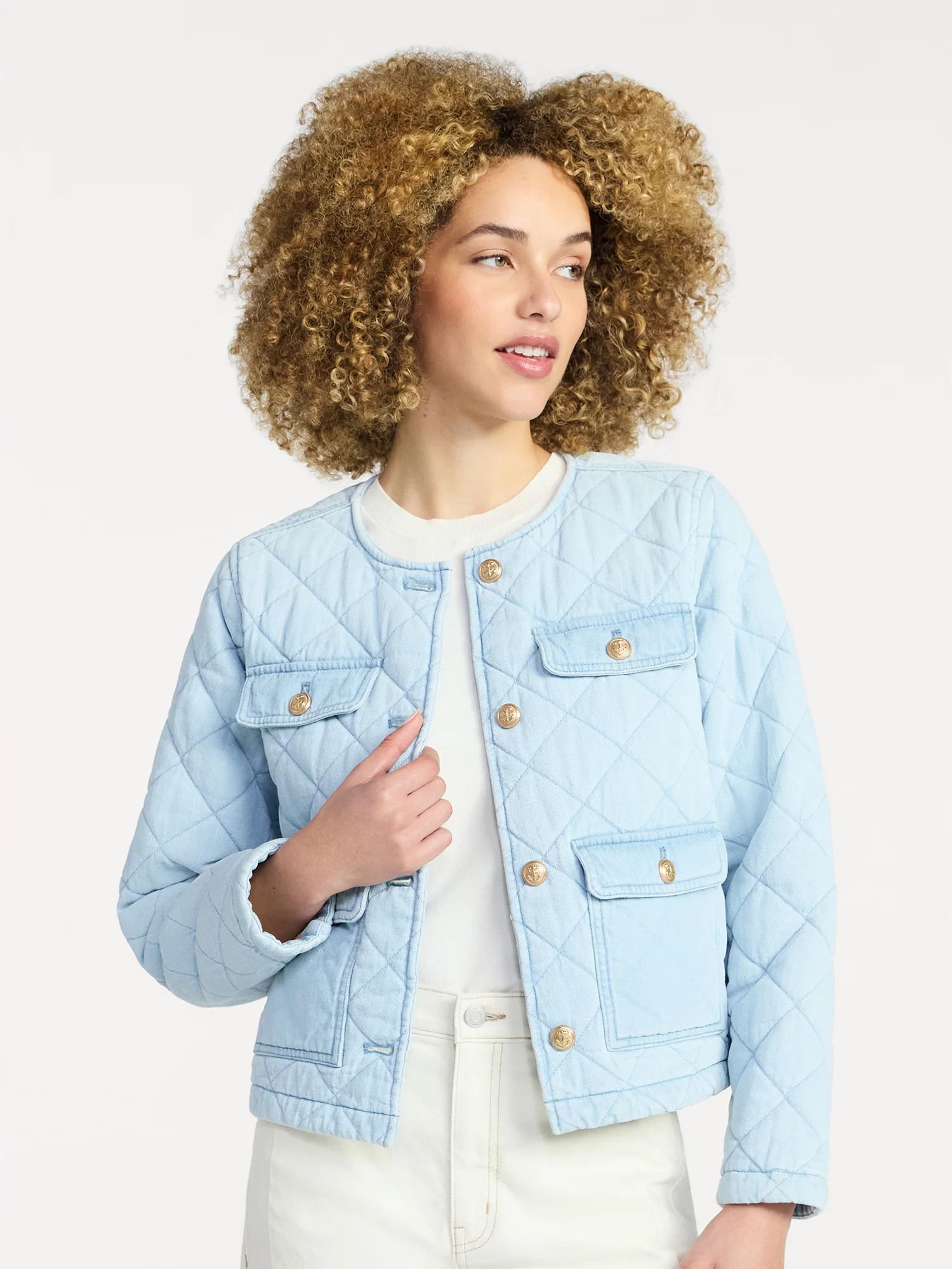Time and Tru Women's Quilted Cotton Jacket, Sizes XS-XXXL | Walmart (US)