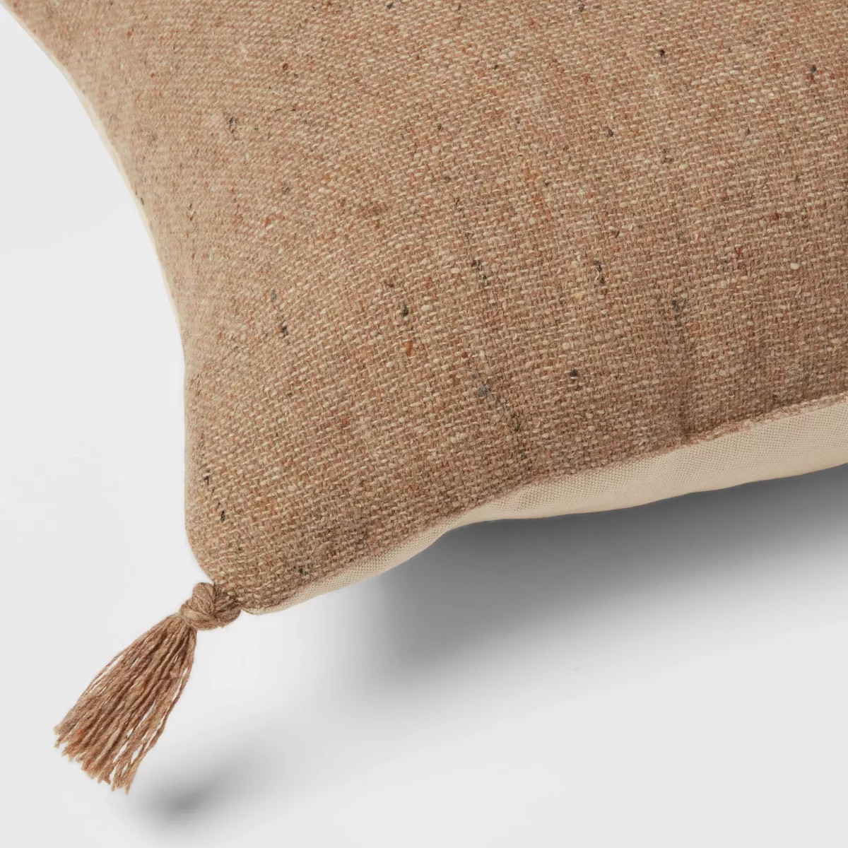 Oblong Traditional Tweed Decorative Throw Pillow Natural Brown - Threshold\u2122 | Target