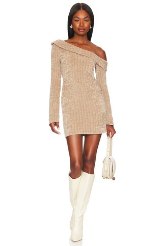 MAJORELLE Shea Chenille Mini Dress in Mocha Latte from Revolve.com | Revolve Clothing (Global)