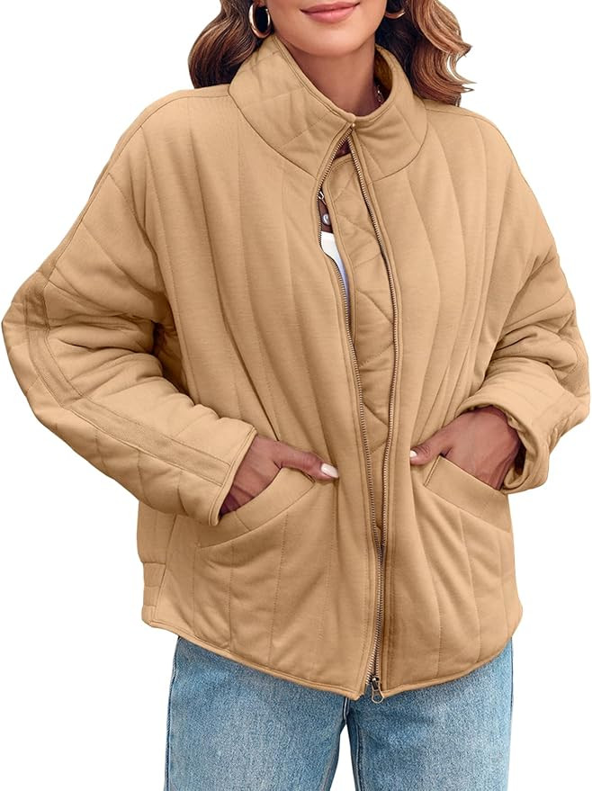 Tankaneo Womens Casual Quilted Puffer Jackets Lightweight Zipper Short Padded Coat Outwear with P... | Amazon (US)