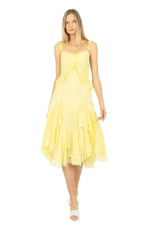 SECRET MISSION Lenore Midi Dress in Lemon Sorbet at Nordstrom, Size Medium | Nordstrom