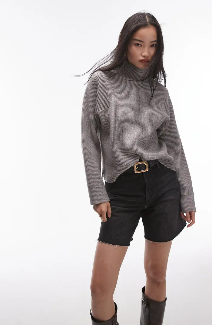 Topshop Funnel Neck Rib Sweater | Nordstrom | Nordstrom