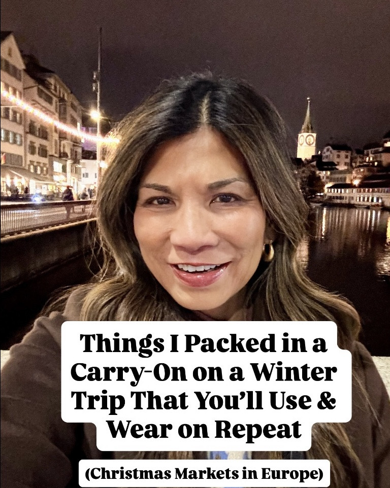 I’m 5’2” 118#ish for reference 
Red fair isle sweater in small petite tts.
Amazon sweater(blue fair isle) in small tts
Jeans tts size 2- 30” length -Wash Midnight Blue.
Trousers in XS -28.5” length size down if in b/w.
Wool coat in small tts.
Red cardigan sweater in XS tts.
Boots tts.
Adidas sneakers size down.
Cashmere sweater(Black turtleneck)in small tts.
Black Thermal set in small tts.
Merry pajamas in XS  tts.
Black woven bag-Italian leather in size small.
Wool socks, hand warmers, cashmere scarf Accesories all linked.
Everything fit in a carry-on and fav personal bag. 
I packed these for Winter trip Christmas Markets in Europe(Zurich) and would make great gifts!
Winter staples, fashion over 50,fashion over 40, stocking stuffers , what to wear winter in Europe as midlife women, winter outfit ideas for women over 50   

#LTKHoliday #LTKOver40 #LTKGiftGuide #LTKGiftGuide #LTKTravel #LTKOver40