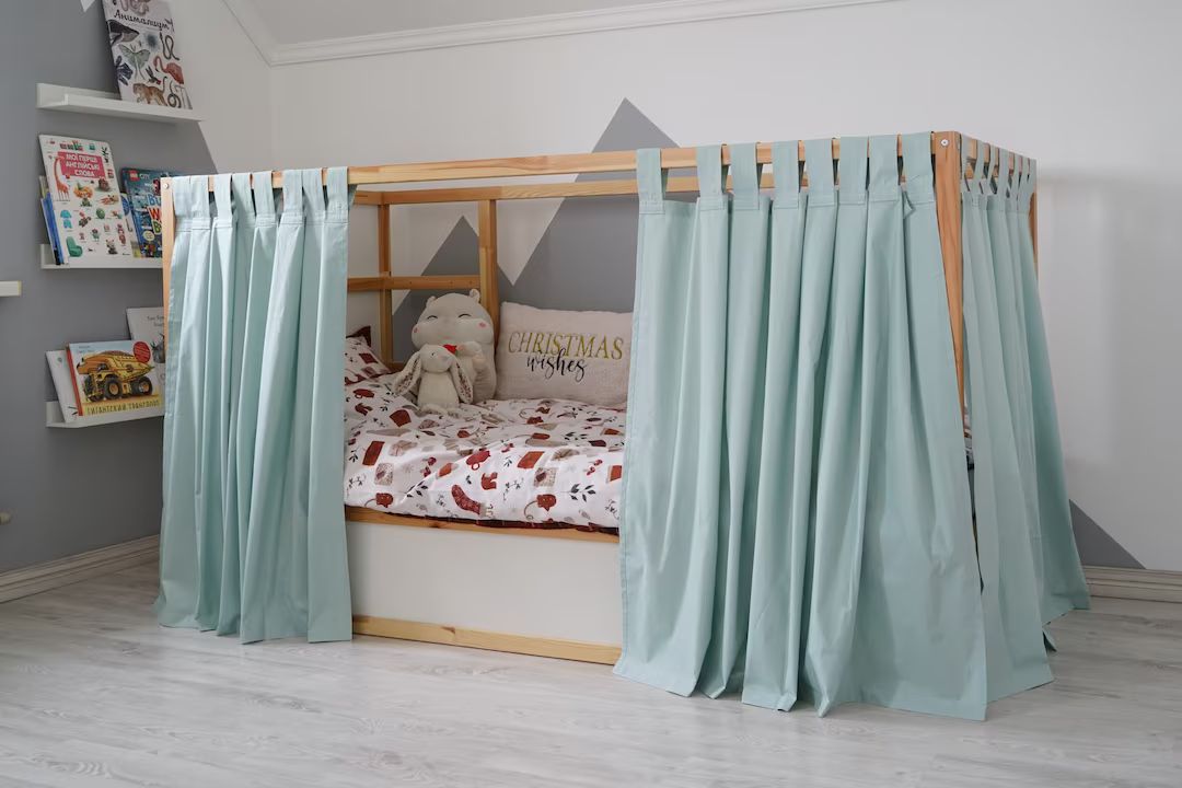 Montessori Bed Curtains, Curtains for Ikea Kura Bed, Ikea Kura Curtains, Kura Bed Curtains, House... | Etsy (US)