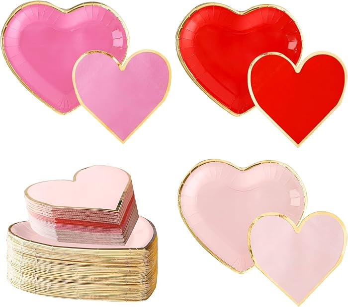 Valentines Day Plates and Napkins Party Supplies - Serves 30 - Assorted 3 Colors Includes Paper P... | Amazon (US)