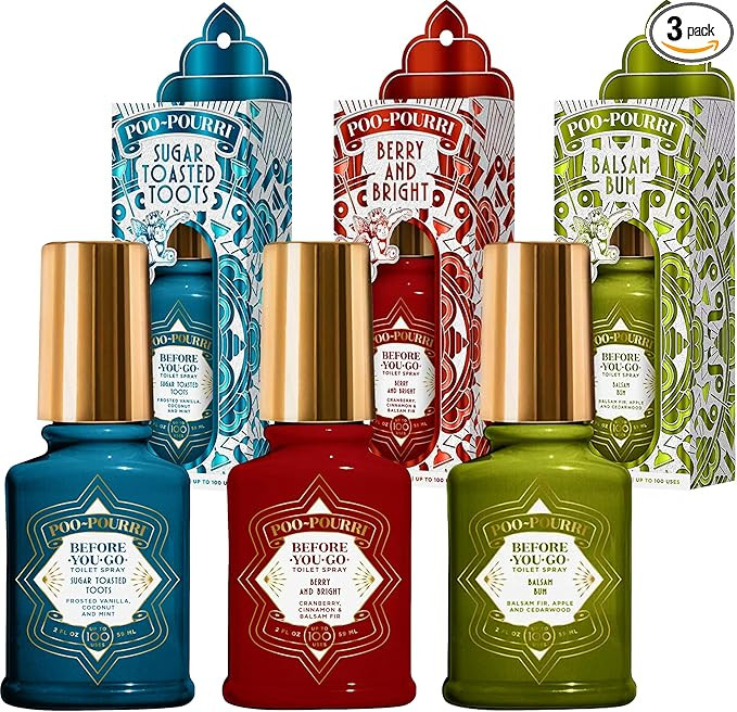Poo-Pourri Toilet Spray, Holiday Pack Gift Set - Berry and Bright Balsam Bum and Sugar Toasted To... | Amazon (US)