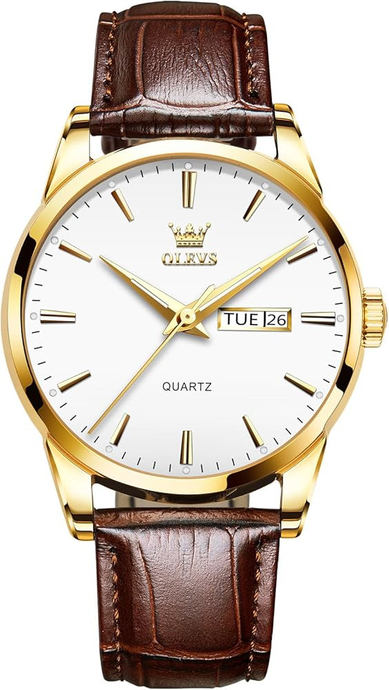 QBAIZI Men's Casual Leather Watch, Easy to Read Three-Hand Analog Stainless Steel Watches for Men... | Amazon (US)