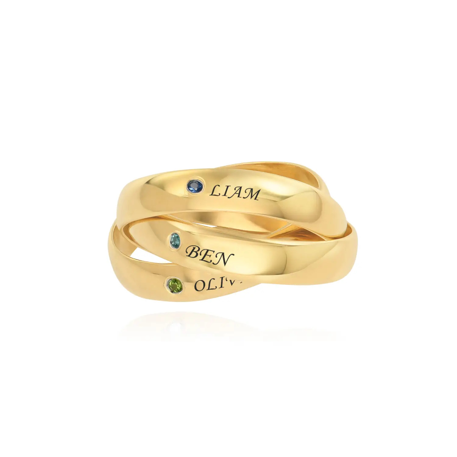 Charlize Russian Ring with Birthstones in Gold Plating | Theo Grace