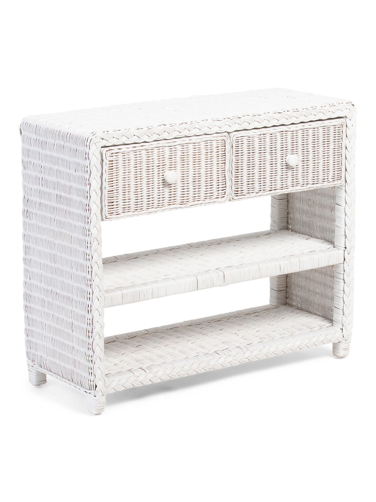 27in Two Drawer Rattan Wicker Nightstand | TJ Maxx