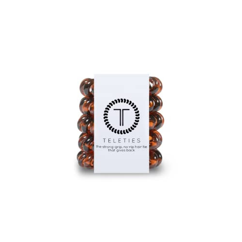 Teleties - Tiny Spiral Hair Coils, Hair Ties for Women - Phone Cord Hair Ties - Strong Grip, No Rip, Water Resistant, No Crease Hair Tie Coils - 5 Count - Tortoise | Amazon (US)