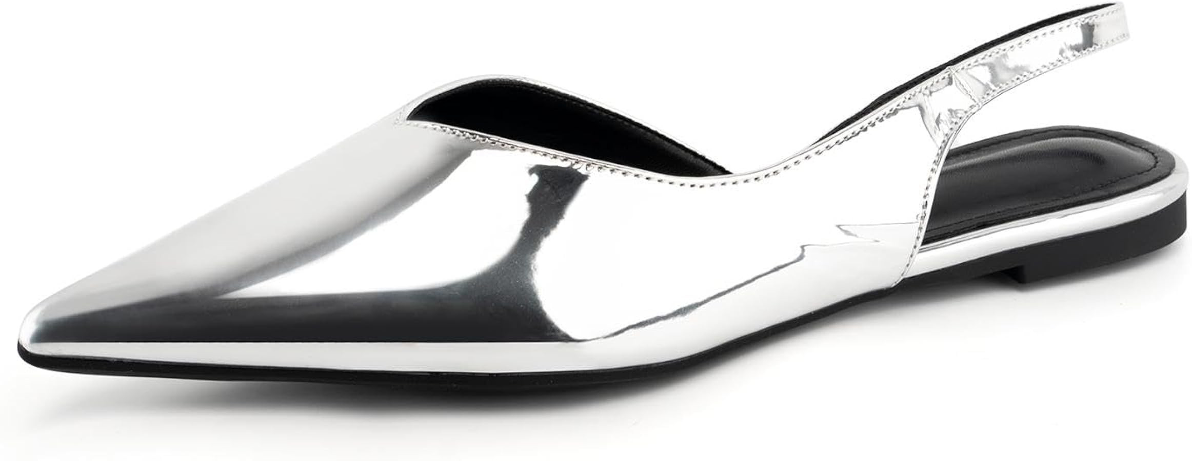 Womens Slingback Flats Shoes Metallic Pointy Toe Flats for Women | Amazon (US)