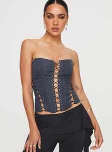 Eden Lace Up Corset Blue | Princess Polly US