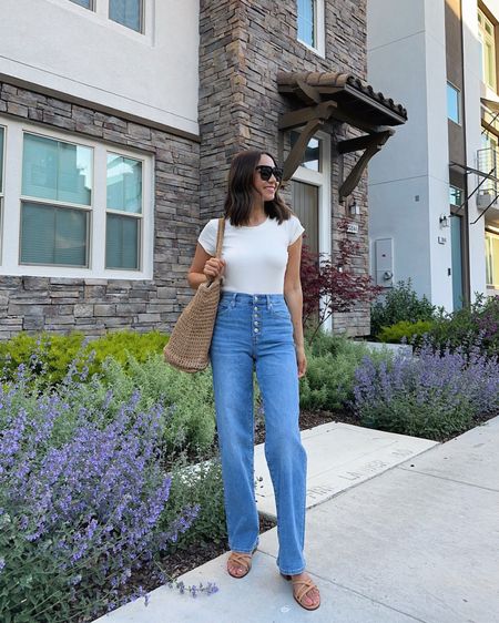 Madewell outfit - 30% off ends tomorrow! 

Tee xs
Wide leg jeans 23 standard- sized down two and inseam runs cropped so standard fit full length on me! - sold out but linked super similar pair in stock!

Spring / summer outfit / sandals 

#LTKunder100 #LTKsalealert #LTKSeasonal