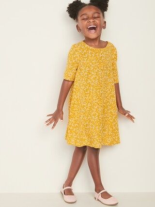 Printed Elbow-Sleeve Swing Dress for Toddler Girls | Old Navy (US)