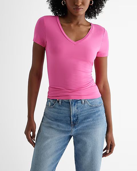 Supersoft Fitted V-Neck Double Layer Tee | Express