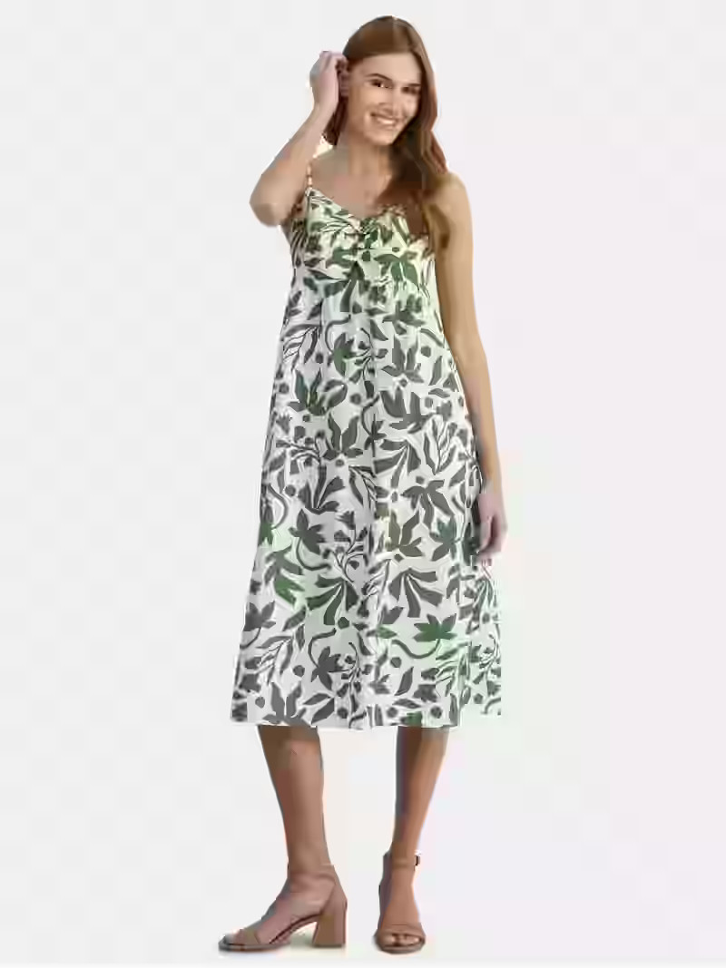 Time and Tru Women's Smocked Midi Dress, Sizes XS-XXXL - Walmart.com | Walmart (US)