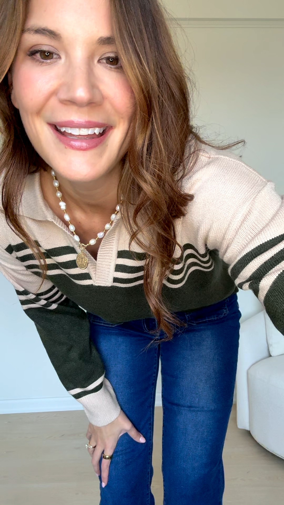 Loving this casual, cozy outfit featuring a green and cream striped sweater paired with classic jeans and booties. It’s warm, comfortable, and still feels put together, making it a perfect daytime look for errands, casual outings, or everyday wear. 

Elevated casual, women’s sweater, color block sweater, cozy vibes, tall girl fashion, StangandCo

#LTKootd #LTKTall #LTKSeasonal