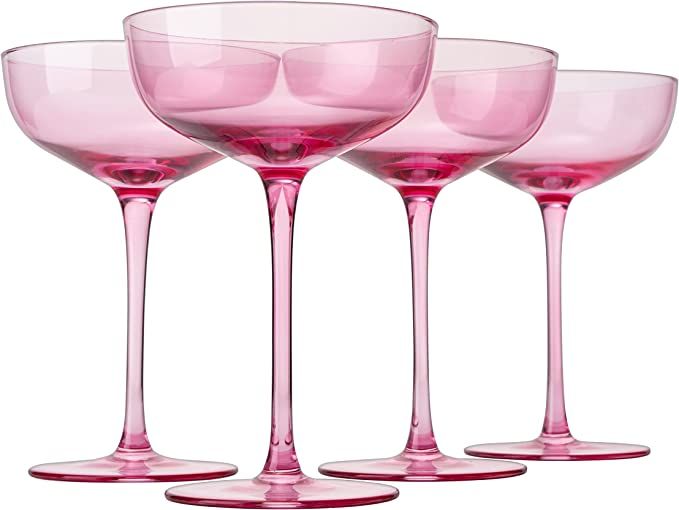 Colored Coupe Glass | 7oz | Set of 4 | by The Wine Savant - Colorful Champagne & Cocktail Glasses... | Amazon (US)