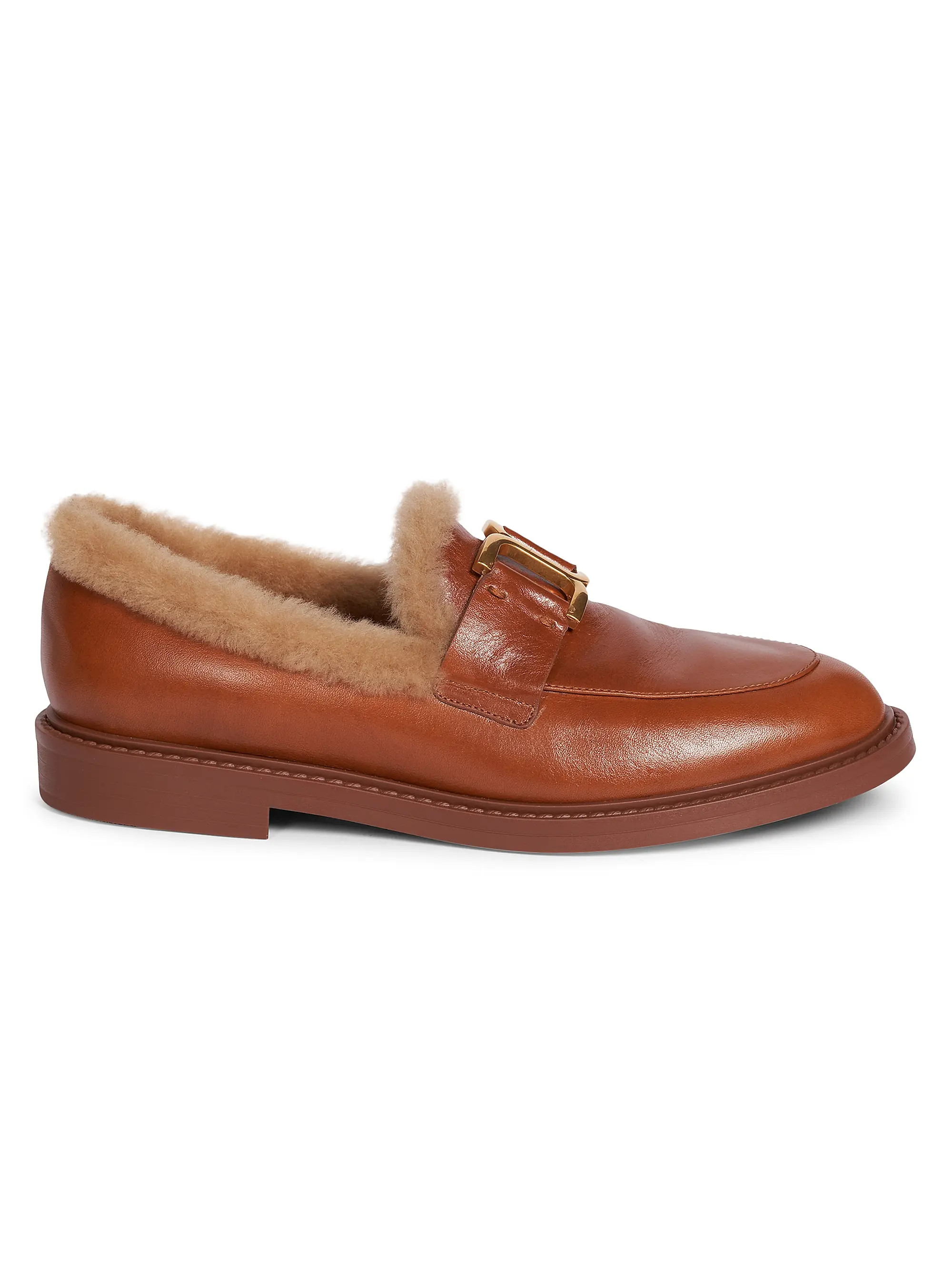 Marcie Shearling-Trimmed Leather Loafers | Saks Fifth Avenue
