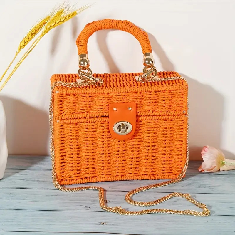 Straw Woven Box Handbags Boho Style Crossbody Bag Women's - Temu | Temu Affiliate Program