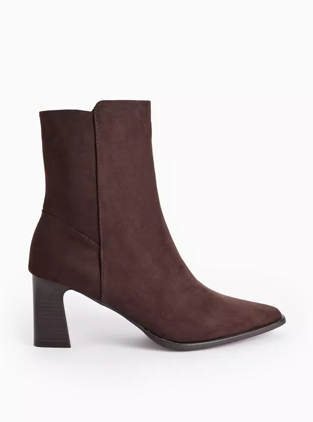 Brown Faux Suede Heeled Ankle Boots 7 | Tu Clothing