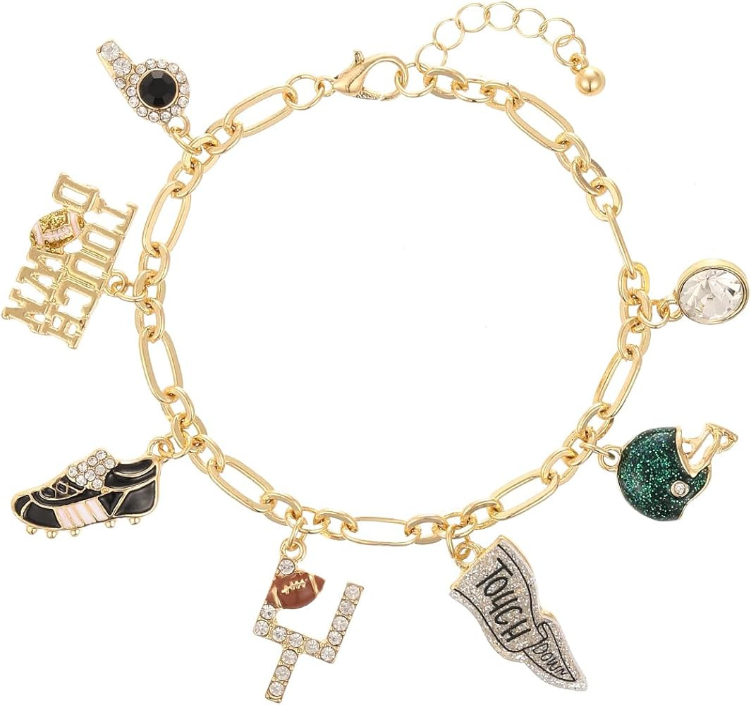 Football Bracelets for Women Sport Game Day Charm Bracelets | Amazon (US)