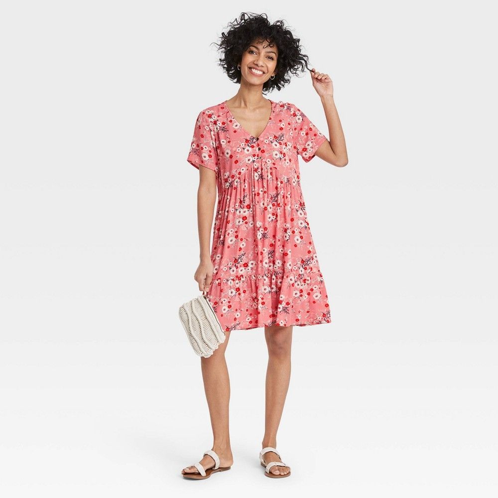 Women's Short Sleeve Dress - Knox Rose Pink Floral M | Target