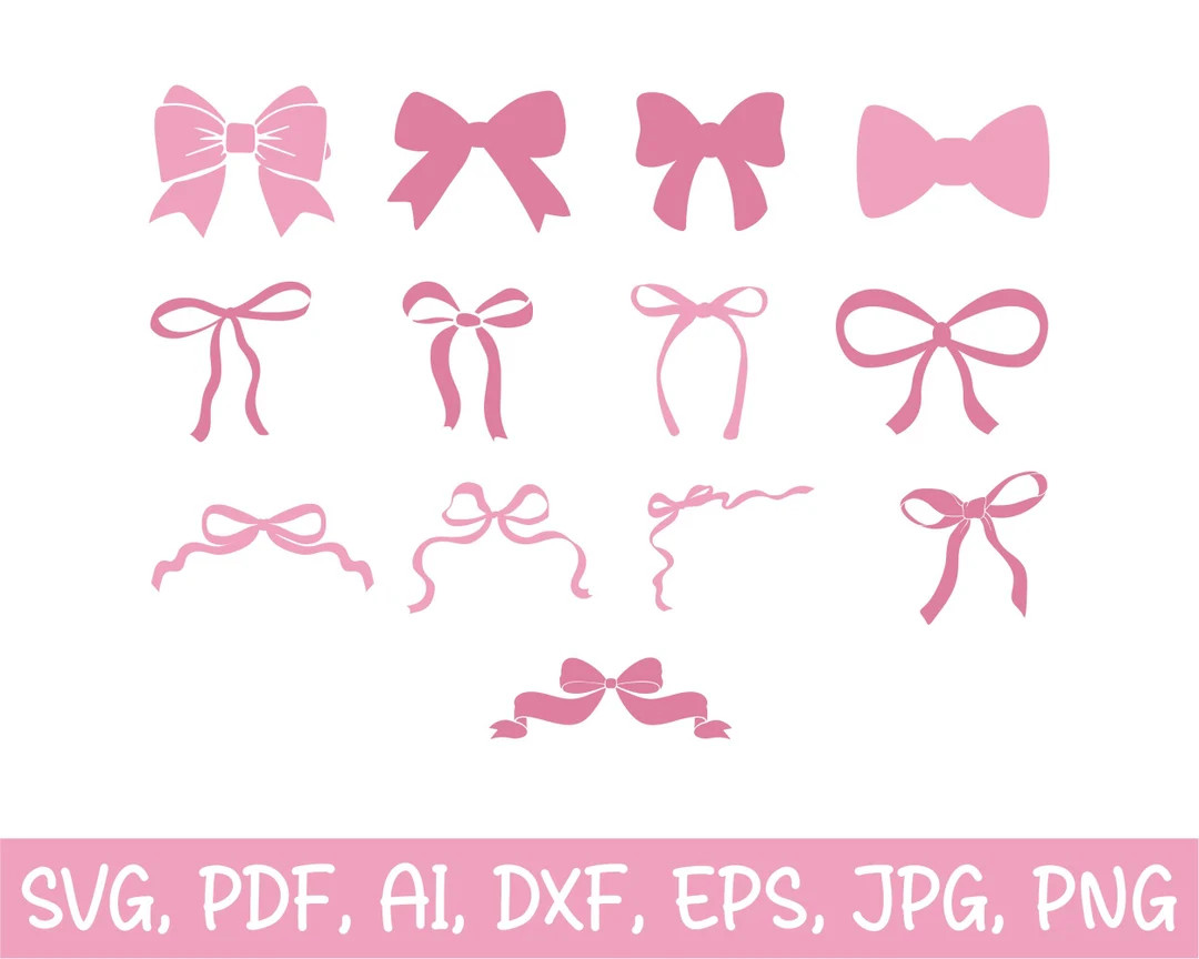 Boho Ribbon Svg Bundle, Coquette Bow Svg, Ribbon Svg, Bow Svg Png, Hair Bow Svg, Bow Tie Svg, Han... | Etsy (US)