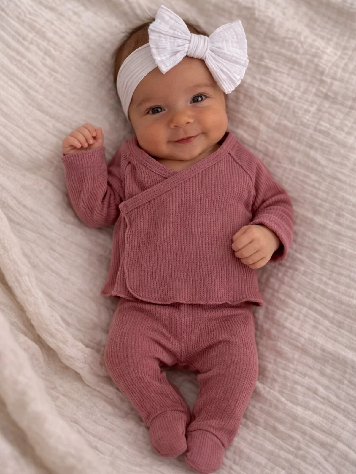 Organic Waffle Kimono & Pant Set, Winterberry | SpearmintLOVE