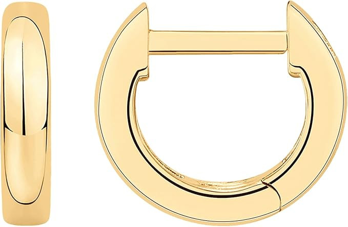 PAVOI 14K Gold Plated 925 Sterling Silver Post Ultra Thick Huggie Earring | Women's Mini Hoop Ear... | Amazon (US)