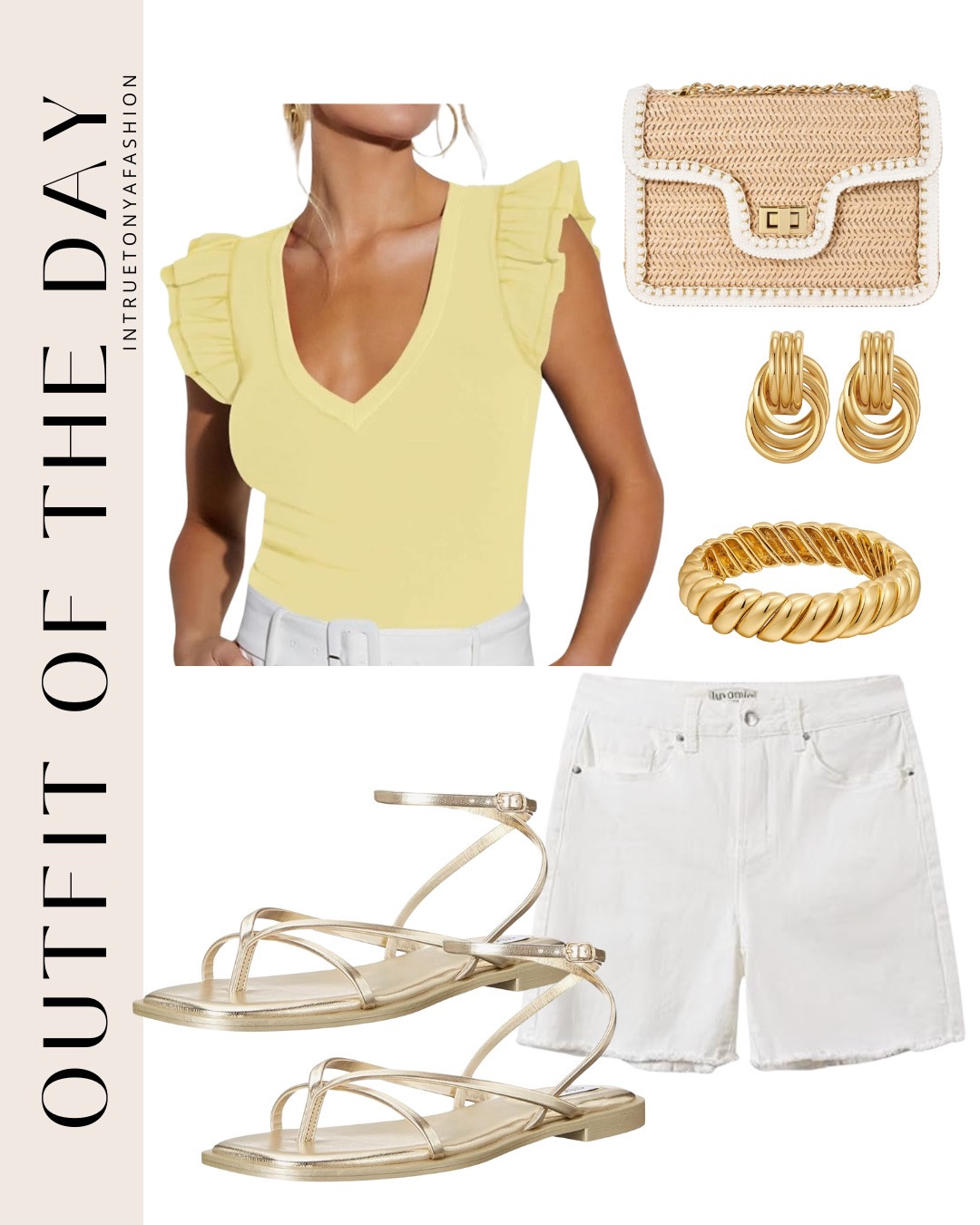Spring and summer outfit idea from amazon — yellow top, white jean shorts, gold sandals, purse and gold jewelry 







outfit inspo, outfit ideas, casual outfits amazon, amazon outfits every day, spring outfits 2026, summer outfits

#LTKootd #LTKPetite #LTKSaleAlert