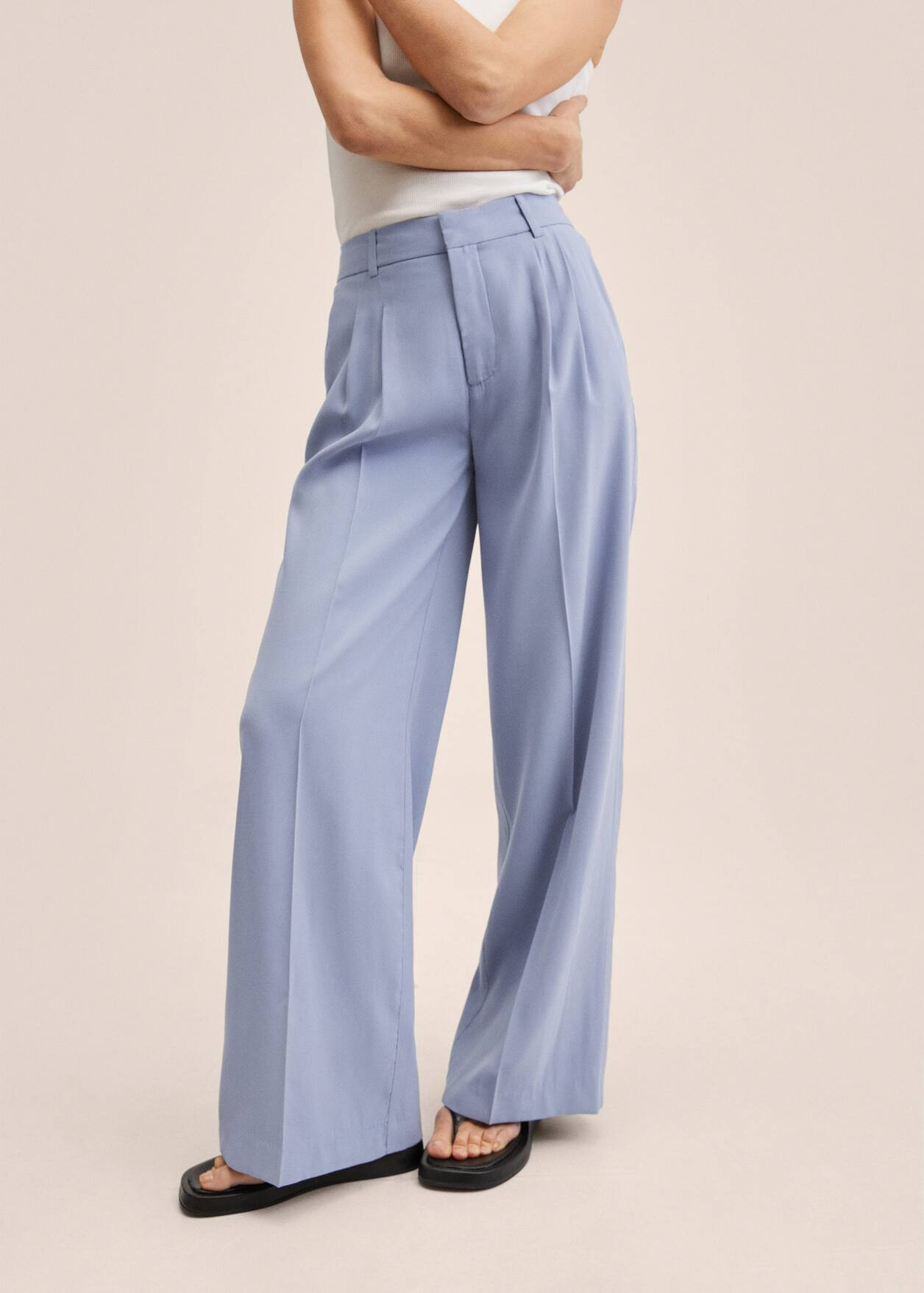 Wideleg pleated trousers | MANGO (UK)
