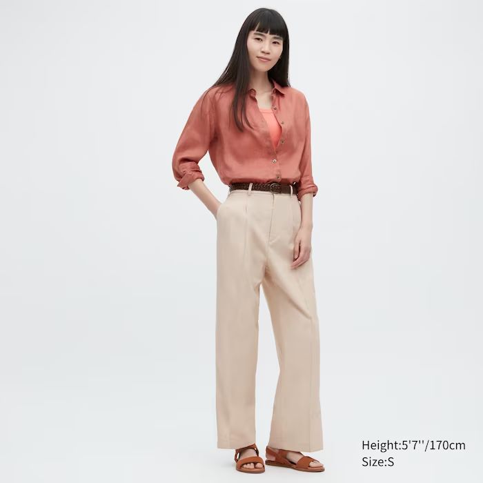 Linen Blend Tucked Wide Pants | UNIQLO (US)