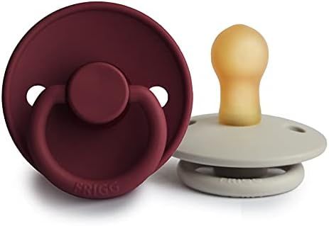 FRIGG Natural Rubber Baby Pacifier | Made in Denmark | BPA-Free (Cabernet/Silver Gray, 0-6 Months... | Amazon (US)