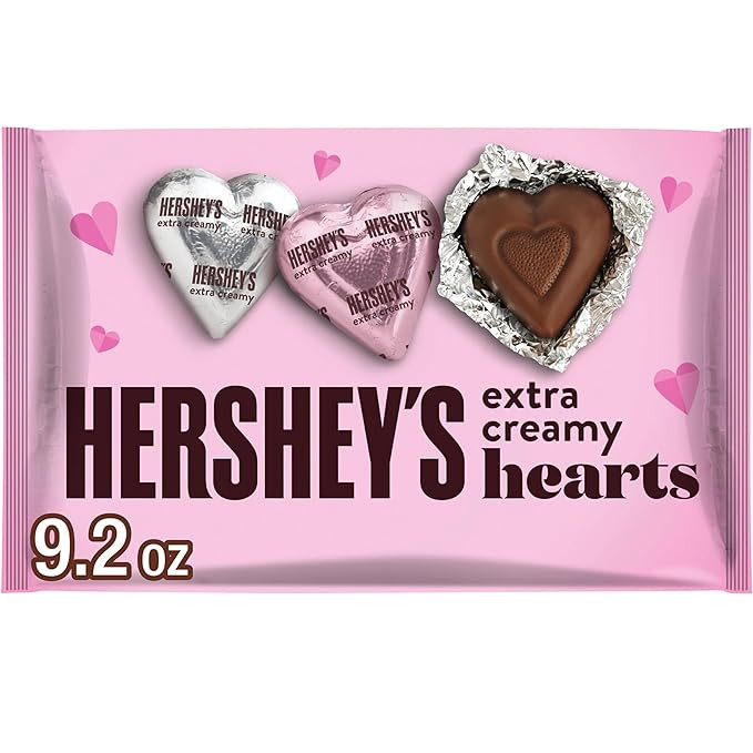 HERSHEY'S Milk Chocolate Hearts, Valentine's Day Candy Bag, 9.2 oz | Amazon (US)