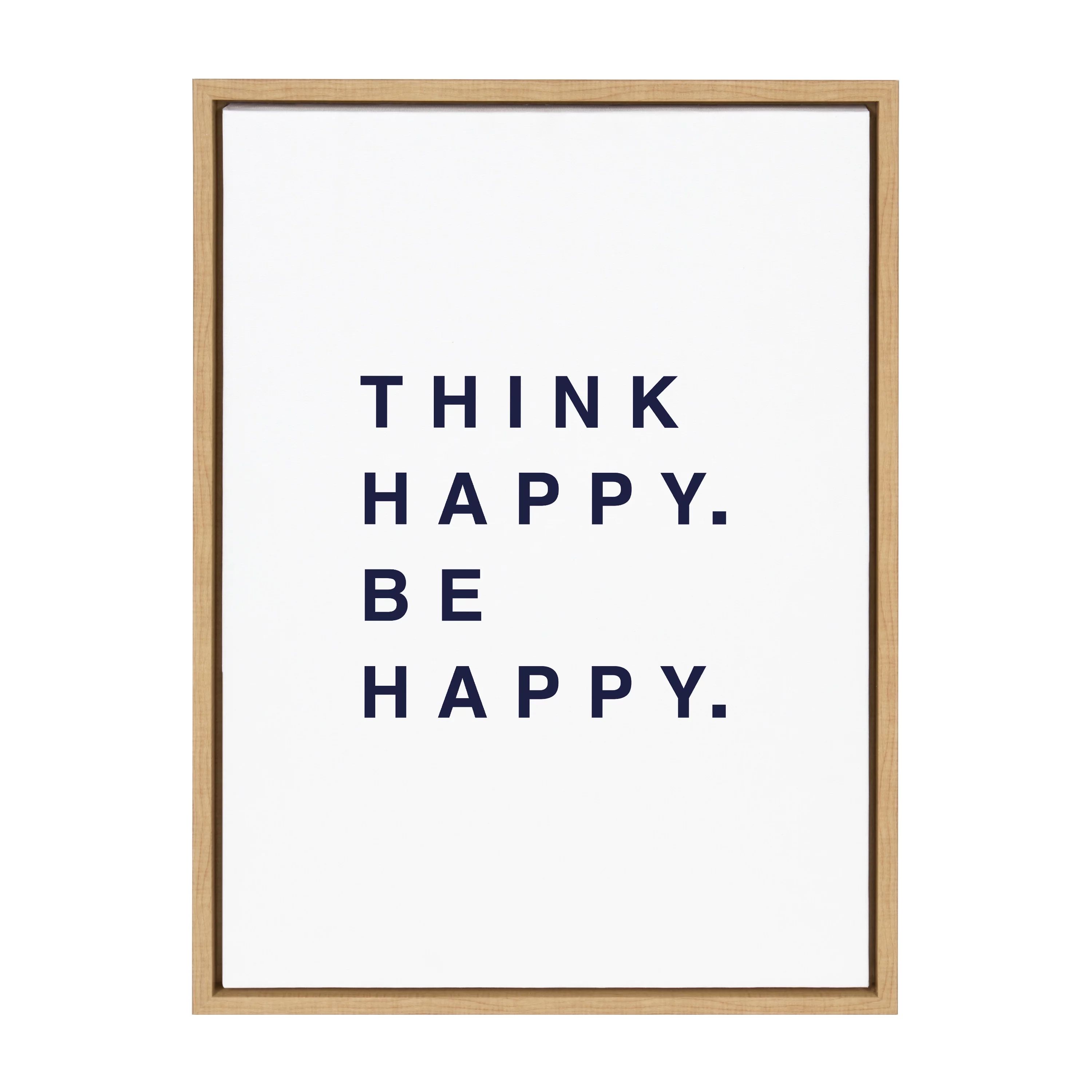 Kate and Laurel Sylvie Think Happy Be Happy Blue Framed Canvas Wall Art by Maggie Price, 18x24 Na... | Walmart (US)