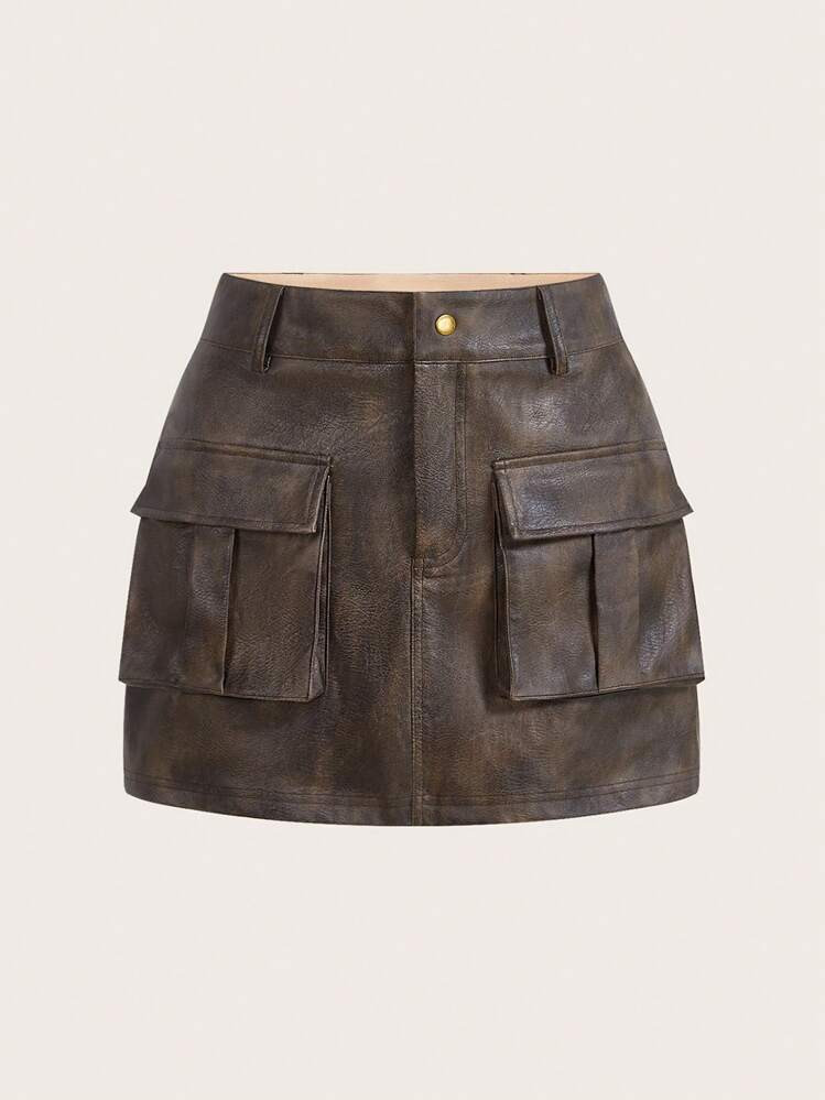 Brown cargo mini skirt | SHEIN