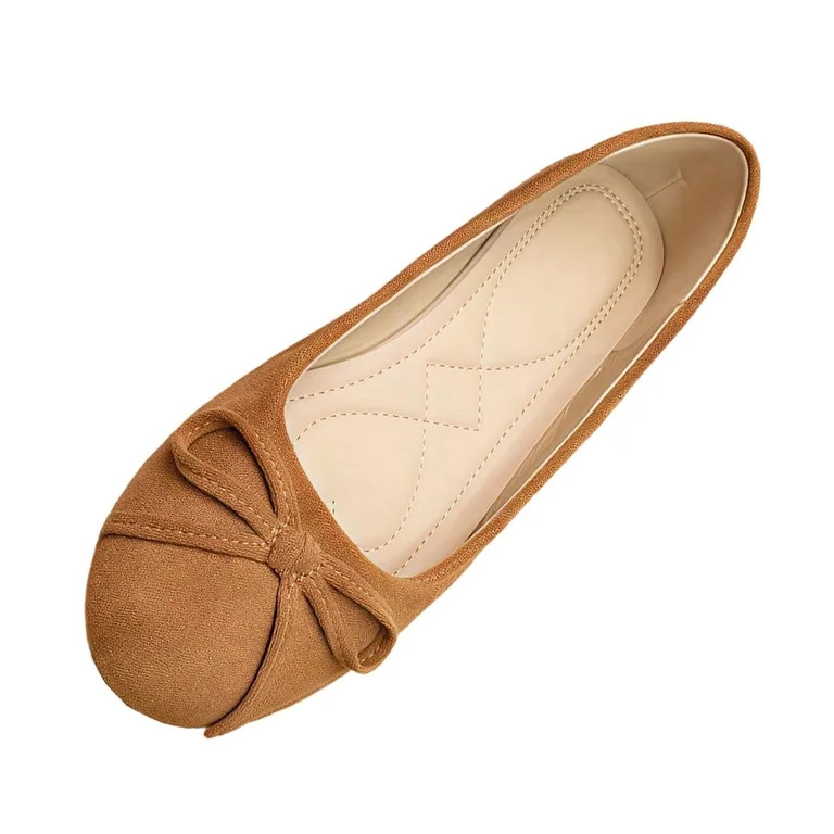 Women Velvet Flat Shoes Summer Trendy Bow Round Toe Slip On Ballet Flats Lightweight Comfortable ... | Walmart (US)