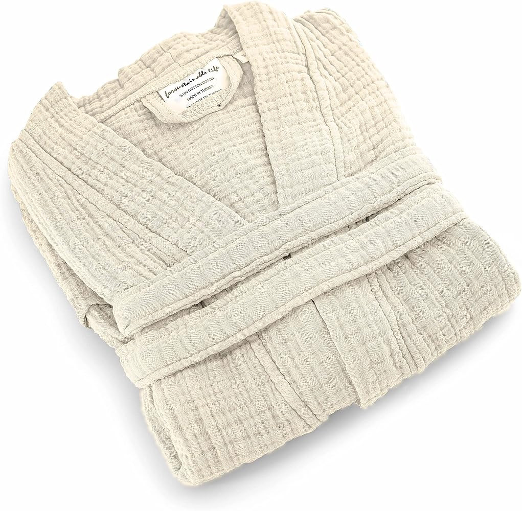 Muslin Unisex Bathrobe,Turkish 100% Cotton,Soft, Absorbent, Natural Garment Wash | Amazon (US)