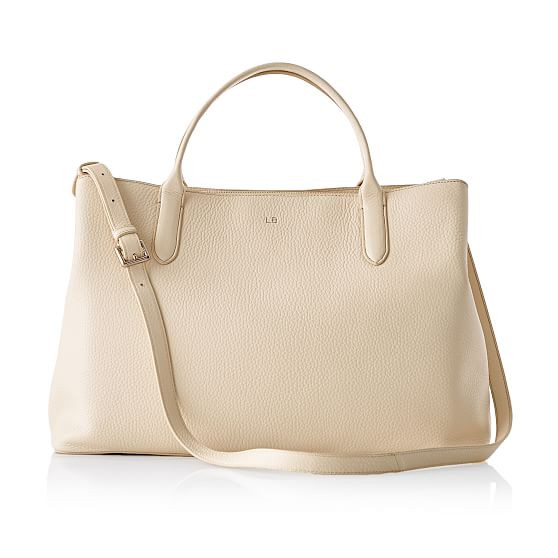 Caroline Leather Handbag, Ivory | Mark and Graham