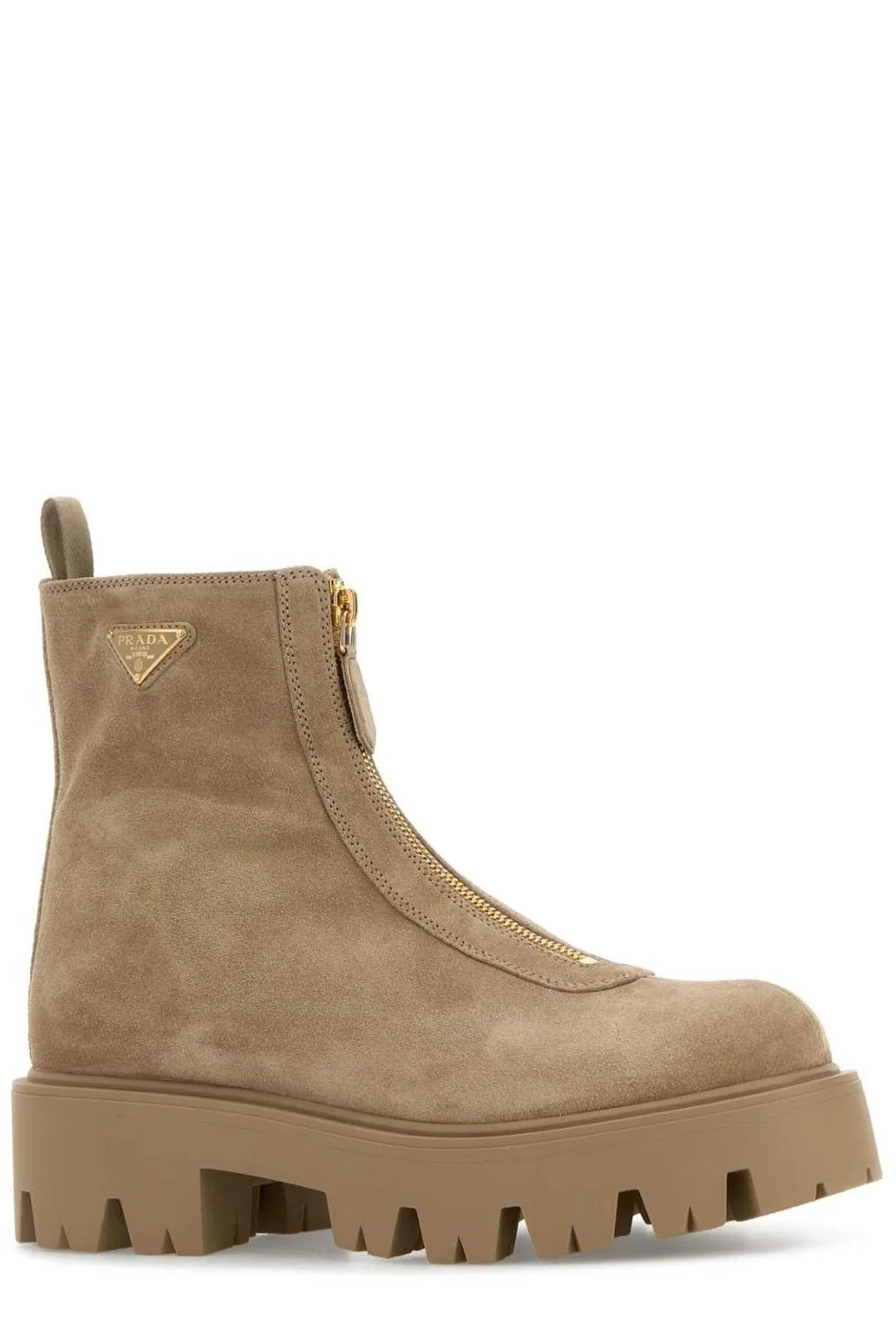 Prada Triangle-Logo Zipped Boots | Cettire Global