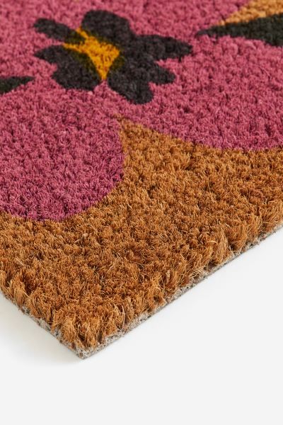 Coconut Fiber Doormat - Dark beige/floral - Home All | H&M US | H&M (US + CA)